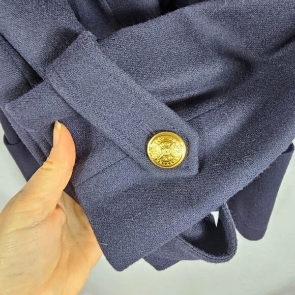 VTG Susan Bristol Navy Blazer Sz 8 Double Breasted Merino Gold Buttons Nautical - Picture 7 of 12